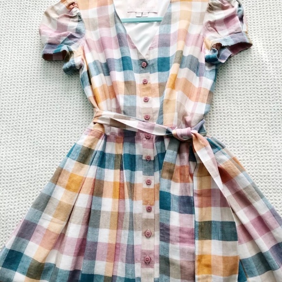 Gal Meets Glam Collection, Linen Check Dress, Size 0 - Picture 6 of 14